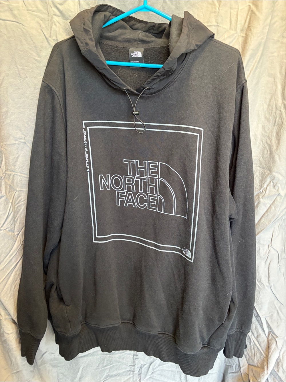 The North Face Black Pullover Hoodie with White Logo Box Water Resistant Hood